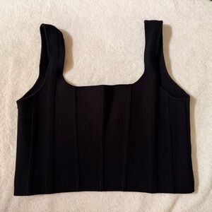 All Row Black Ribbed Women's Top